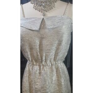 Y2K Hunter Dixon NYC Silver Silk/Linen Party Mini Dress XS